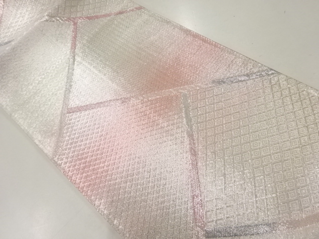 リサイクル　佐賀錦檜垣に菱模様織出し袋帯